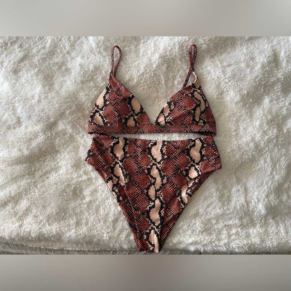Amazon Snakeskin High Waisted Bikini Size Medium